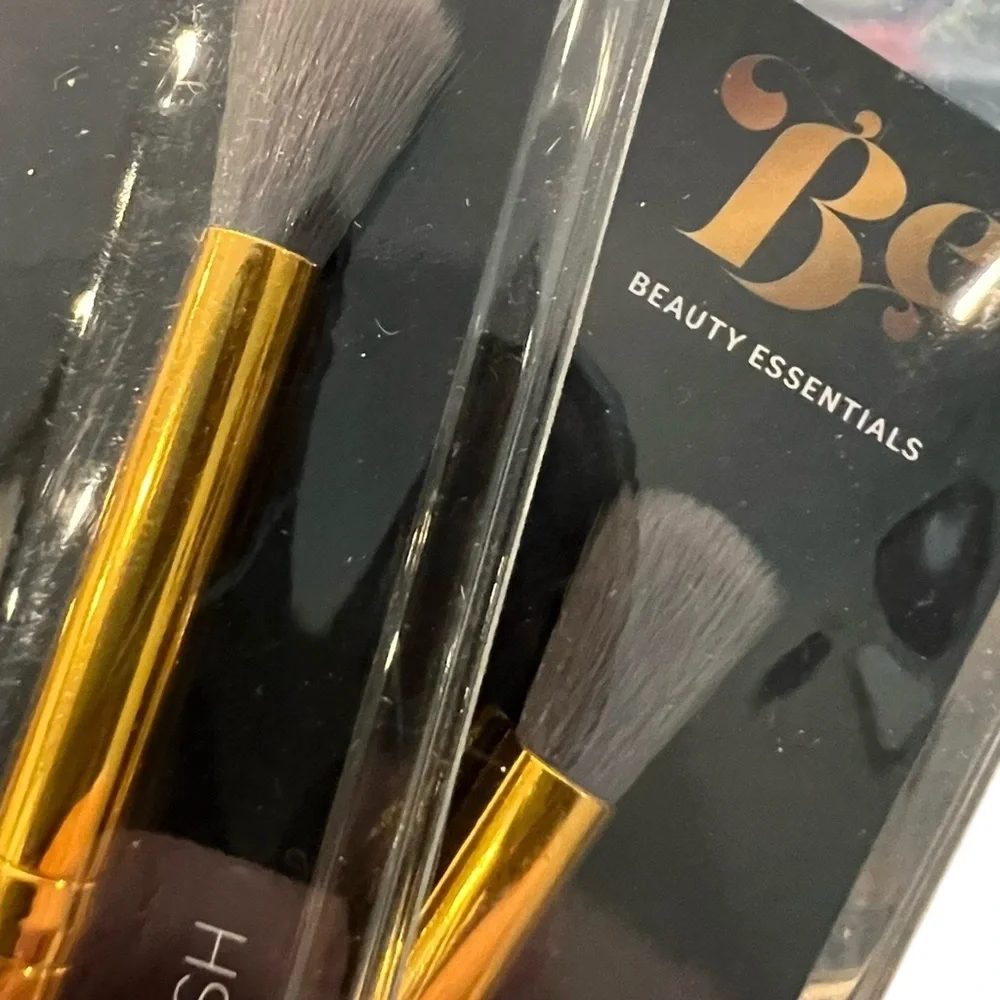 Beauty Essentials Makeup Brush 2 Pc Eye Crease Eyeshadow Marble Color‎ Handle